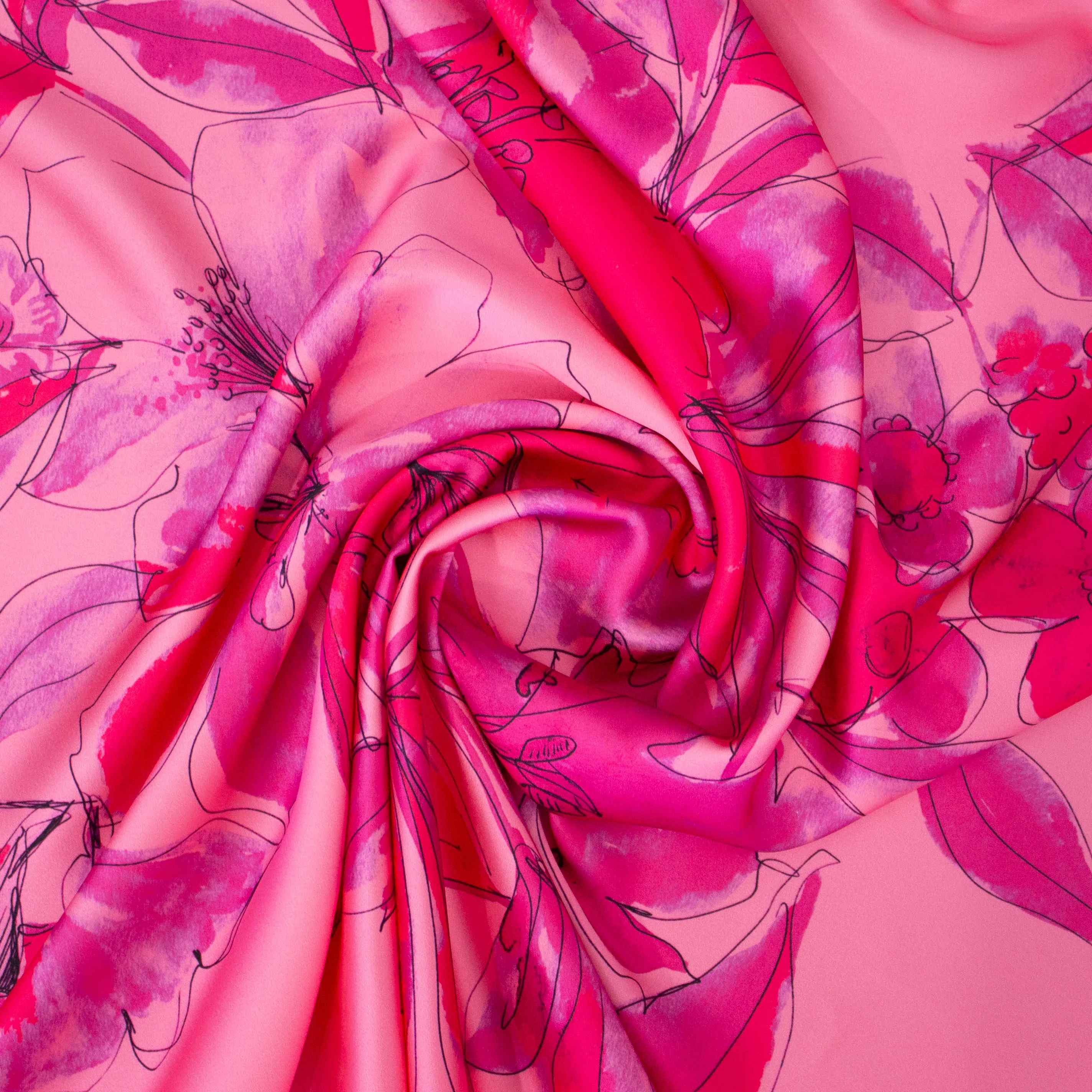 Polyester roos met fuchsia bloemen - Lorré